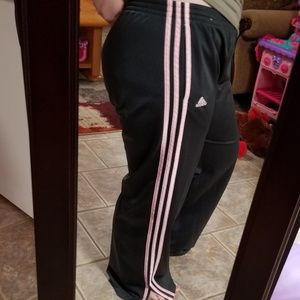 grey and pink adidas pants